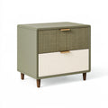 Nachttisch 60 x 40 x 60 cm aus Holzwerkstoff Grün Beige mit 2 Schubladen