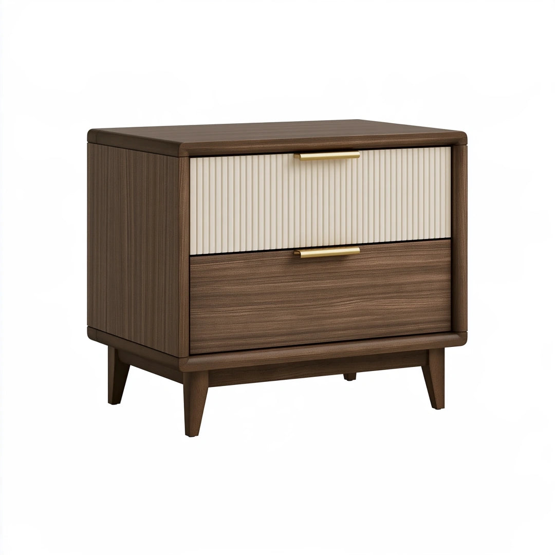 Nachttisch 60 x 40 x 60 cm aus Holzwerkstoff Braun Beige mit 2 Schubladen