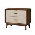 Nachttisch 60 x 40 x 60 cm in Dunkelbraun/Creme Holzwerkstoff mit 2 Schubladen im Retro-Stil