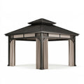 Pavillon 300 x 300 cm aus Metall in Schwarz mit Vorhängen für Garten im klassischen Stil