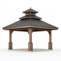 Gartenpavillon 400 x 400 x 430 cm Holz Braun für den Außenbereich mit Pagodendach