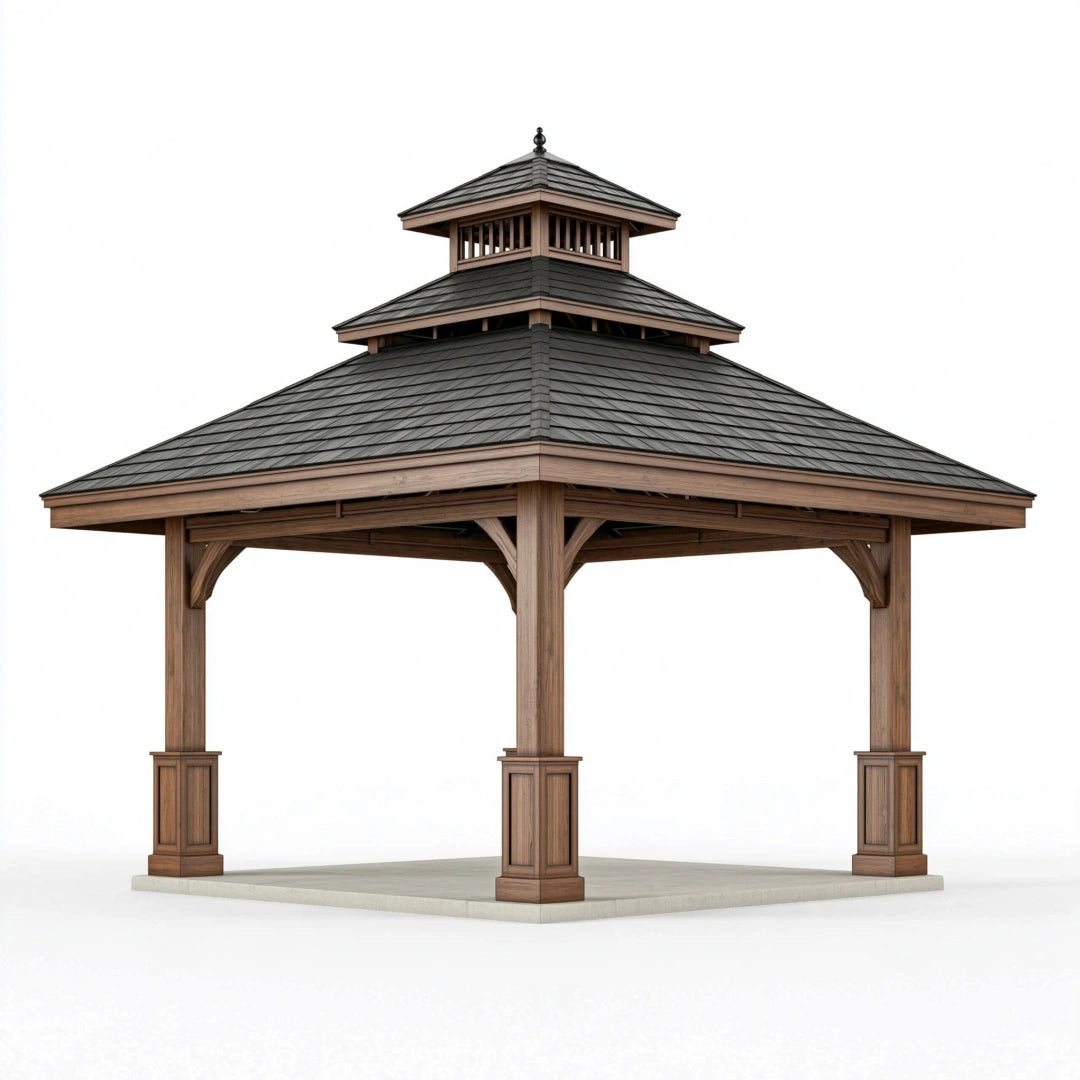 Gartenpavillon 400 x 400 x 430 cm Holz Braun für den Außenbereich mit Pagodendach