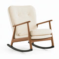 Schaukelstuhl 68 x 88 x 98 cm in Creme und Braun mit Holzgestell und Polsterbezug