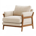 Sessel 82 x 86 x 84 cm aus Stoff und Holz in Creme/Braun - gepolsterter Loungesessel