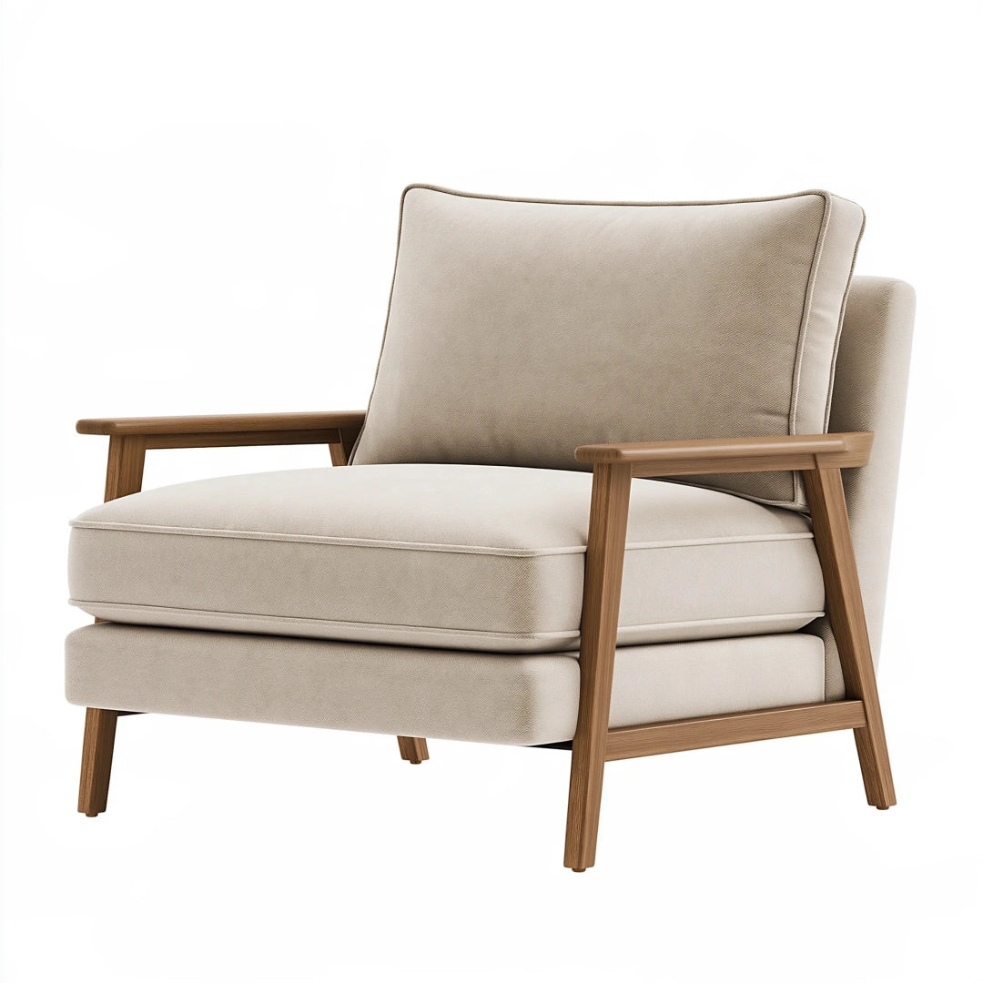 Sessel 78 x 85 x 90 cm Beige Stoff Holzgestell gepolsterter Wohnzimmersessel
