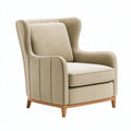 Ohrensessel 82 x 85 x 105 cm in Beige mit Stoffbezug und Holzfüßen - gepolsterter Wohnzimmer Sessel