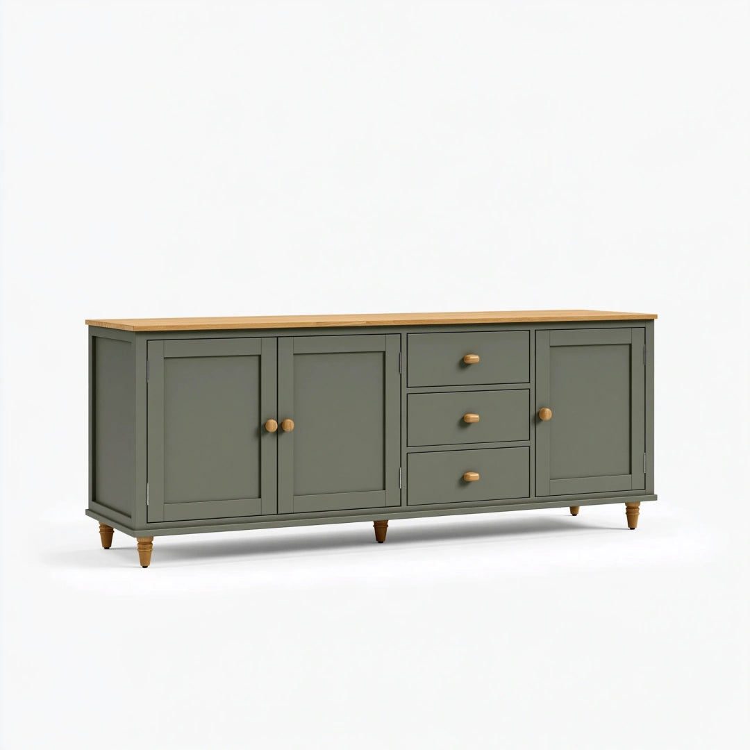 Sideboard 180 x 45 x 80 cm aus Holz Grün mit Schubladen und Türen