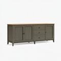 Sideboard 200 x 45 x 85 cm aus Holz in Dunkelgrau mit Eichenfarbener Platte