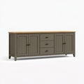 Sideboard 180 x 40 x 80 cm Holzwerkstoff Grau Naturholz mit 3 Schubladen und 4 Türen