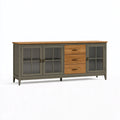 Sideboard 180 x 45 x 85 cm aus Holzwerkstoff in Grau und Natur mit Glastüren im modernen Landhausstil