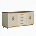 Sideboard 160 cm Cremefarben Holzwerkstoff mit Metallgestell geriffeltem Frontdesign