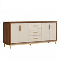 Sideboard 160 x 40 x 85 cm Holzwerkstoff Braun Creme mit geriffelter Front und Schubladen