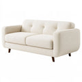 2-Sitzer Sofa 160 cm Creme Stoff mit Holzfüßen und gepolsterter Rückenlehne