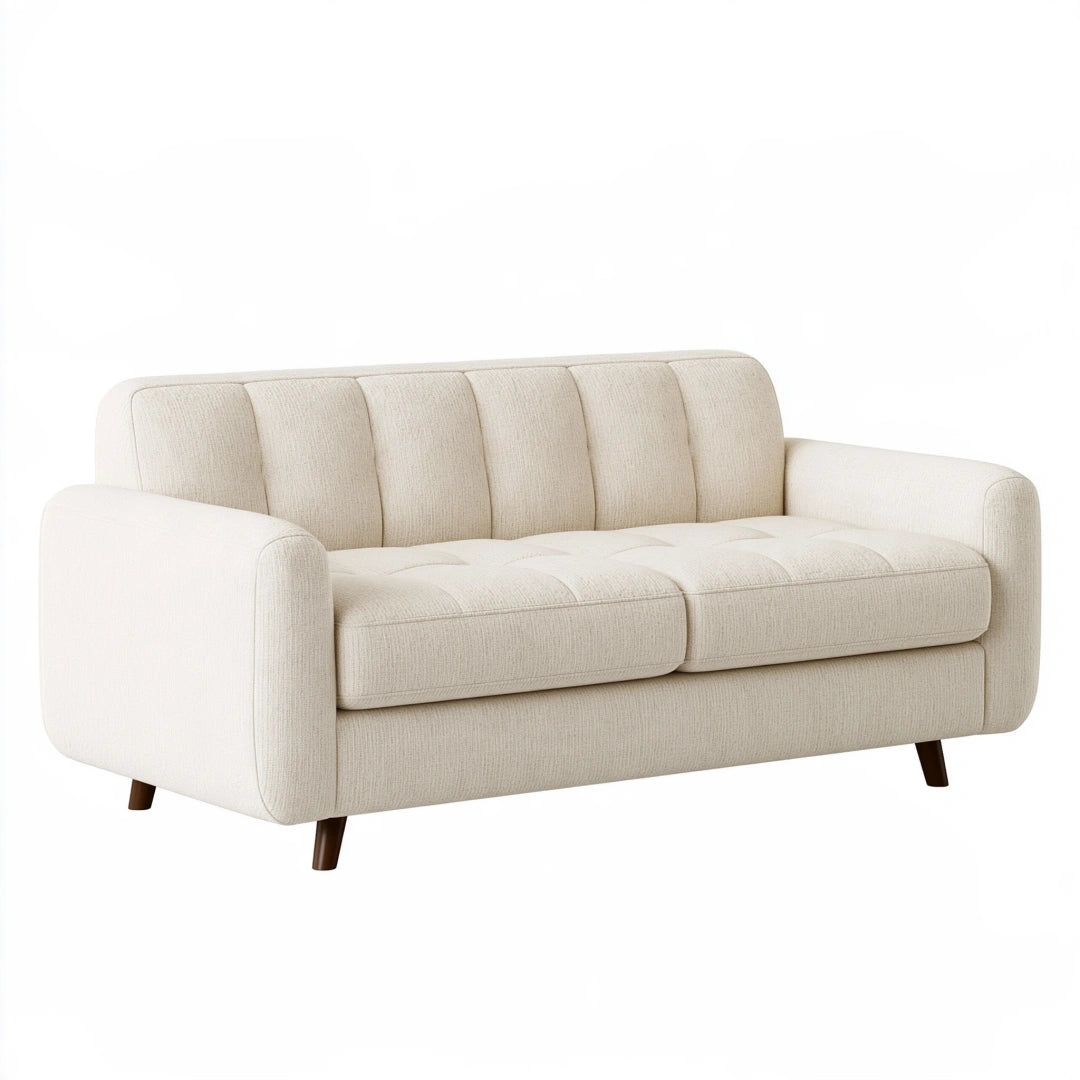 2-Sitzer Sofa 170 x 85 x 82 cm Creme Textilbezug mit Holzfüßen