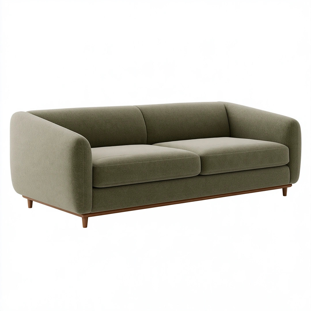 2-Sitzer Sofa 180 x 90 x 78 cm olivgrüner Textilbezug mit Holzfüßen