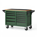 Werkzeugwagen 115 x 55 x 95 cm aus Stahl Grün mit 10 Schubladen und Arbeitsplatte
